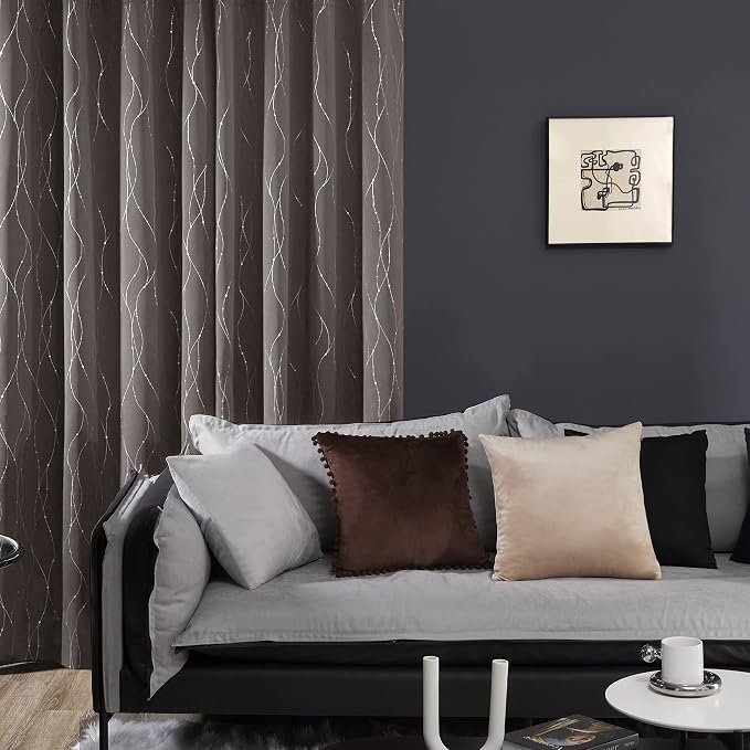 Deconovo Blackout Curtains, Thermal Insulaed Soundproof Drapes, Wave Dots - Image 3