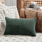 Fancy Homi Set of 2 Dark Green Lumbar Decorative Throw Pillow Covers 16x32 Inch - Image 2