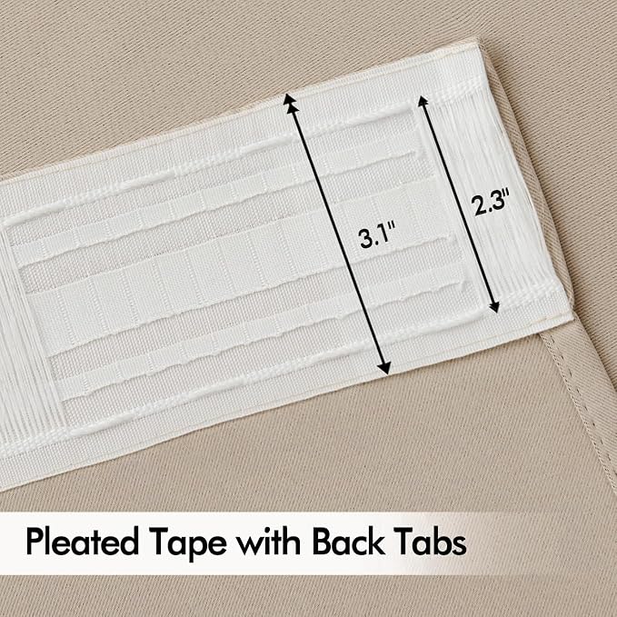 MIULEE Taupe Back Tab Blackout Curtains 72 Inches Long 2 Panels Set - Image 4