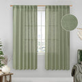 LAMIT Sage Green Light Filtering Linen Curtains 68 inches Long by LAMIT