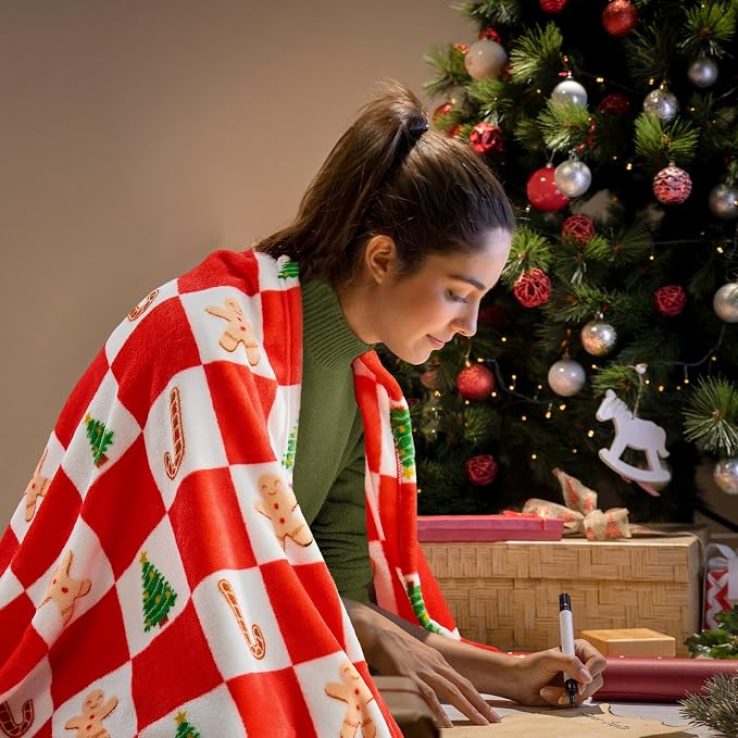BEDELITE Christmas Throw Blanket – Red and White Checkered Holiday Blanket - Image 7