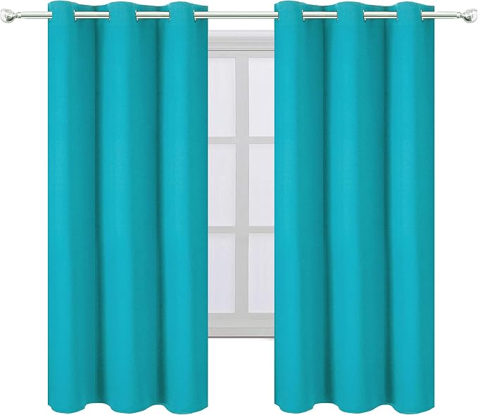 LEMOMO Teal Blackout Curtains 40 x 63 Inch Length/Set of 2 Curtain - Image 2