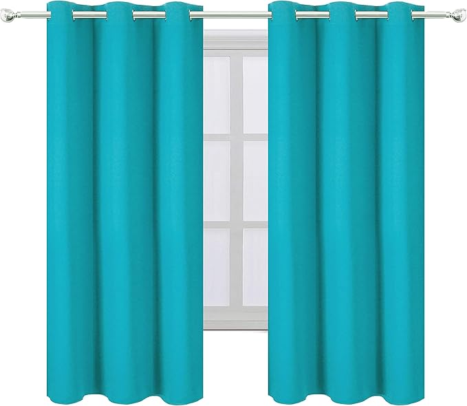 LEMOMO Turquoise/Teal Blackout Curtains/38 x 54 Inch/Set of Two Panels Grommet - Image 2