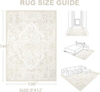 9x12 Area Rugs for Living Room:Washable Rug Vintage Large Rugs Soft Non Slip - Image 2