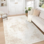 Area Rug 5x7 Washable Rug, Vintage Boho Medallion Rugs Non-Slip Soft Low Pile by VECARF