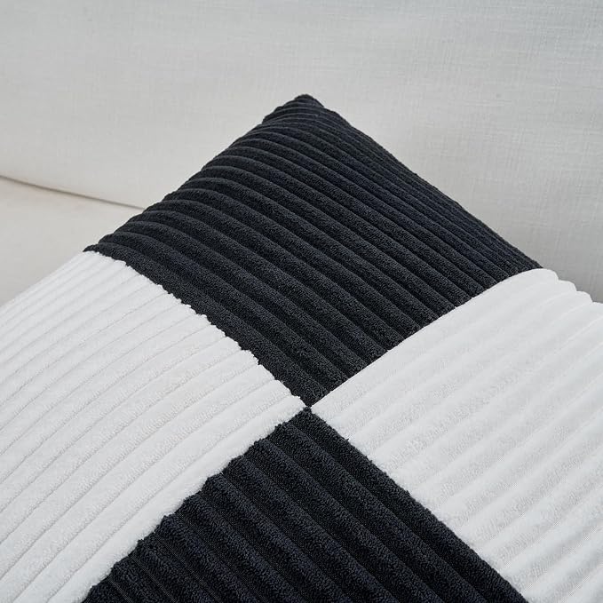 Fancy Homi Set of 2 Black White Big Decorative Throw Pillow Covers 24x24 Inch - Image 3