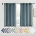 NICETOWN Smoke Blue Linen Sheer Curtains 45 inch Long by NICETOWN