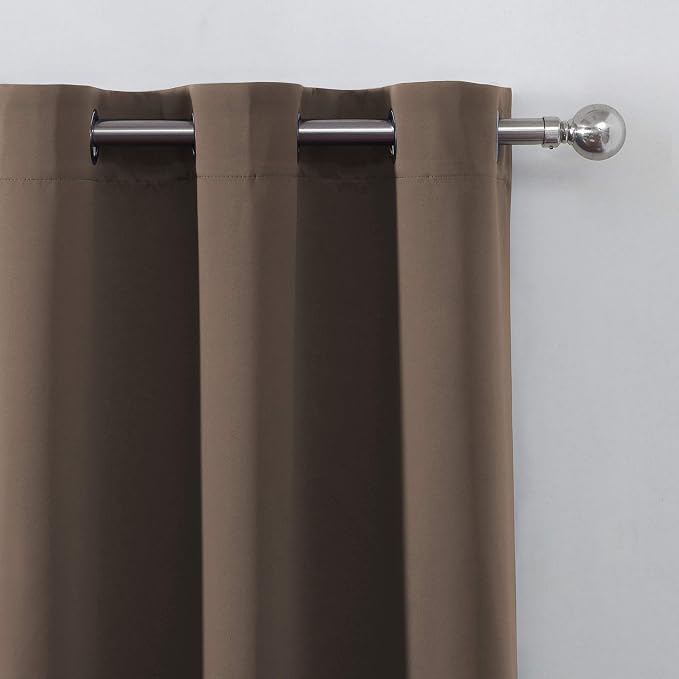 LEMOMO Chocolate Brown Thermal Blackout Curtains/52 x 108 Inch/Set of 2 Panels - Image 6