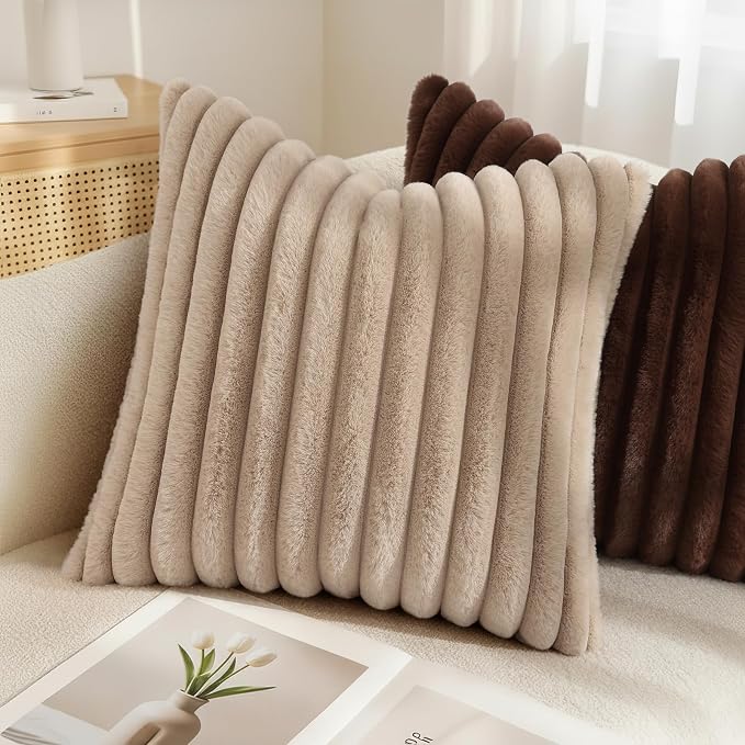 decorUhome Cozy Faux Fur Throw Pillow Covers 12x20 Set of 2 Decorative Soft - Image 6