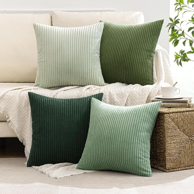 MIULEE Boho Farmhouse Sage Green Throw Pillow Covers 22x22 Inch Set of 4 - Image 4
