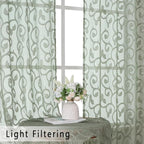 OWENIE Furman Sage Green Sheer Curtains 54 Inch Length 2 Panels Set - Image 3