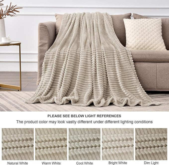 BEDELITE Fleece Throw Blanket for Couch – 3D Ribbed Jacquard Soft and Warm - Image 5