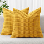 MIULEE Pack of 2 Corduroy Decorative Euro Sham Throw Pillow Covers 26x26 Inch by MIULEE