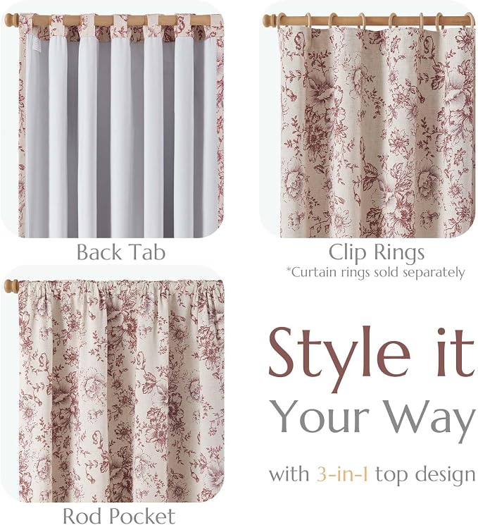 jinchan Blackout Floral Curtains - Image 5