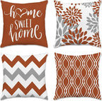 Hexagram Geometric Burnt Orange Pillow Covers 20x20 Set of 4, Decorative by Hexagram
