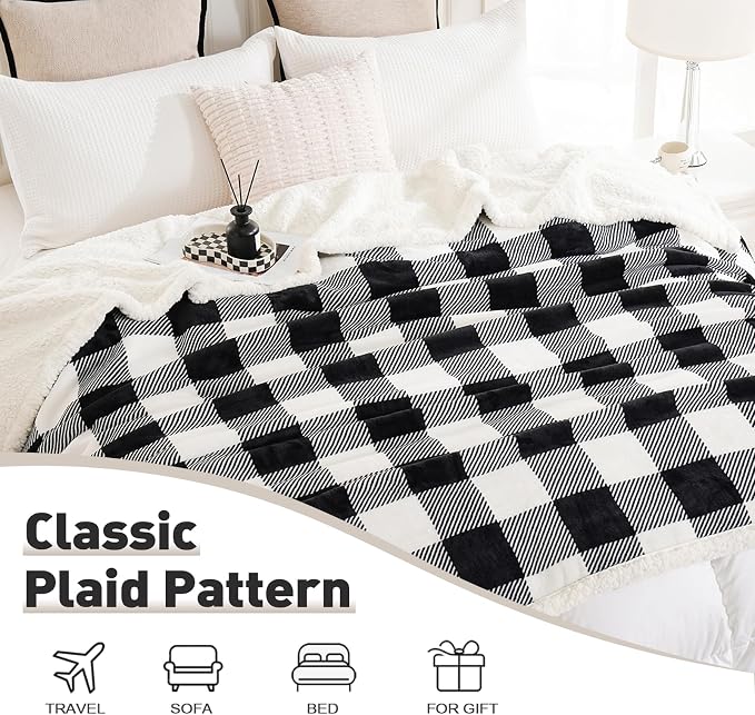 PU MEI Sherpa Fleece Throw Blanket 60" x 80" Reversible Plush Fluffy Large Big - Image 6