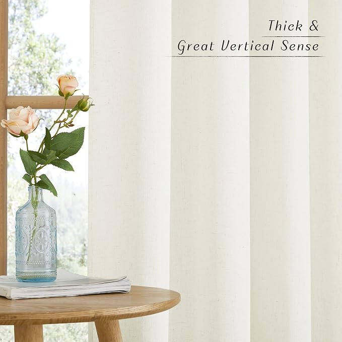 NICETOWN Thick Linen Bedroom Curtains 90 inches Long, Grommet Privacy Assured - Image 3
