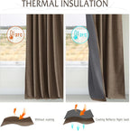 RYB HOME Coffee 100% Blackout Curtains 63 inch Long, Light Blacking & Thermal - Image 4