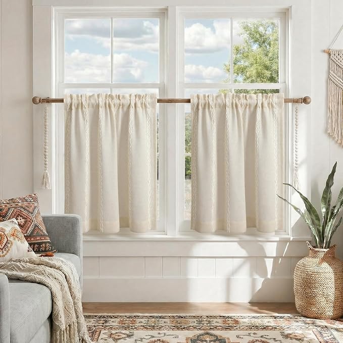 Boho Kitchen Cafe Curtains 25x24 Inch, 2 Panels by Unknown