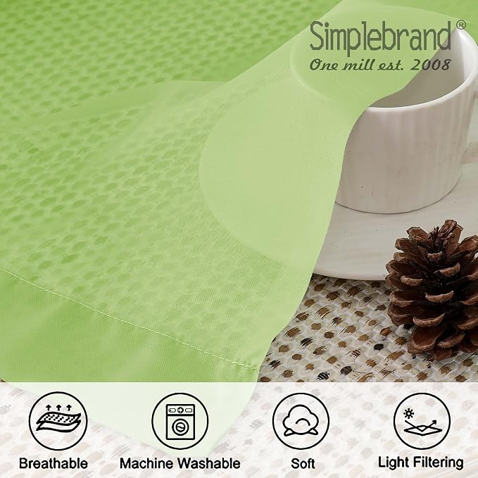 Simplebrand Lime Sheer Curtains 63 Inch Length 2 Panels, Rod Pocket Solid Color - Image 7
