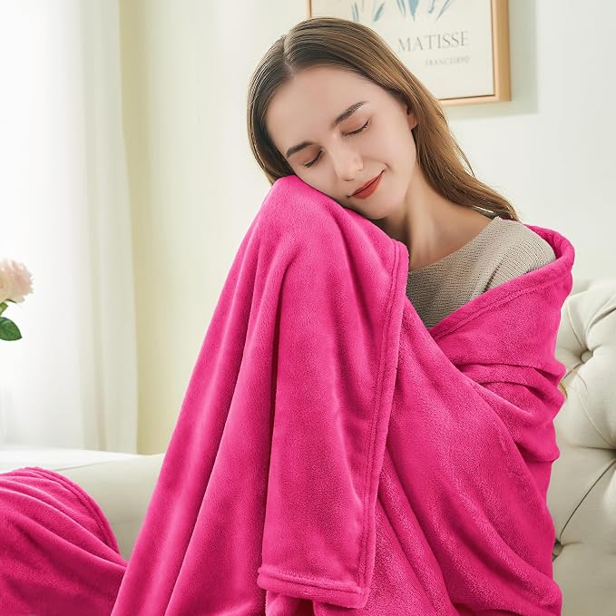 BEDELITE Fleece Blankets Queen Size Hot Pink Throw Blankets - Image 3