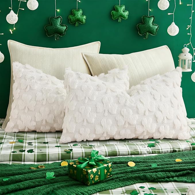 decorUhome St. Patrick’s Day Shamrock Pillow Covers 12x20 Inch Set of 2 - Image 5