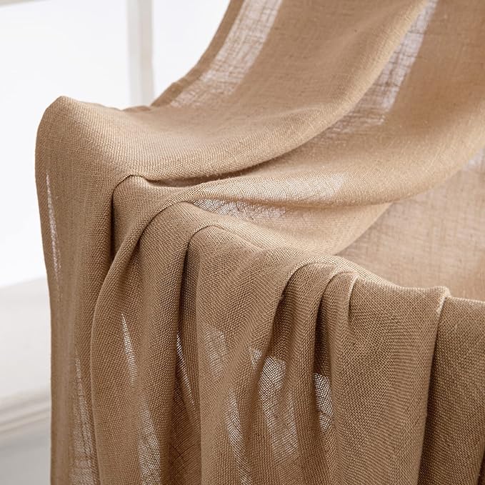 MIULEE Brown Linen Curtains 90 Inch Length 2 Panels - Image 6
