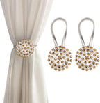 Magnetic Tiebacks for Curtains, 2 Pack Sparkling Crystal Flower Curtain by FOZUBOYO