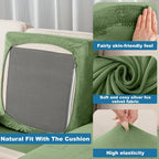 Couch Cover 6-Piece Elastic Velvet Couch Cushion Covers & Chaise Slipcovers - Image 4