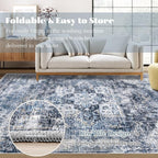 Area Rug 6x9 Washable Rug, Vintage Boho Medallion Rugs Non-Slip Soft Low Pile - Image 7
