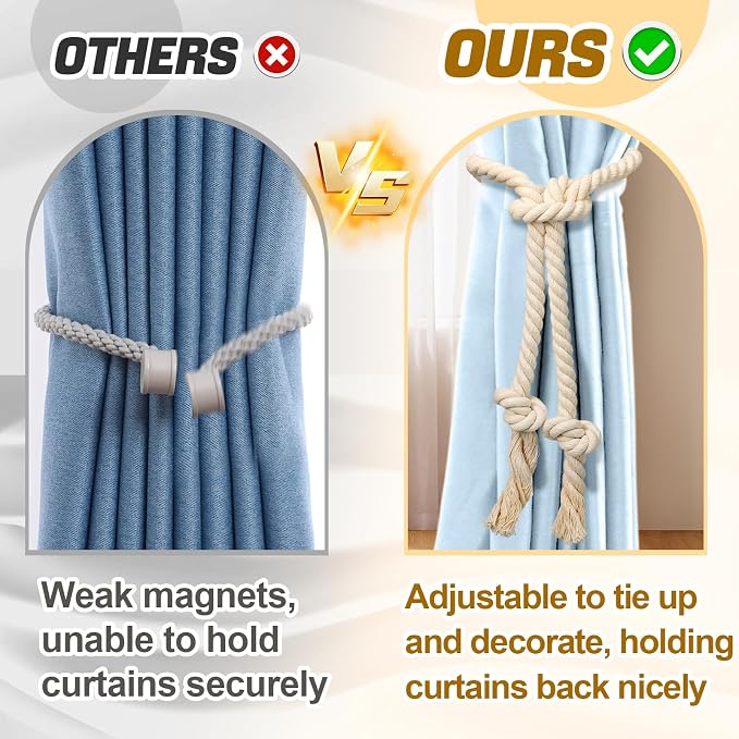 8 Pcs Hand Woven Curtain Tiebacks No Drilling - Image 2
