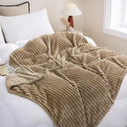 Tan Fleece Throw Blanket 60”×80” - Image 2