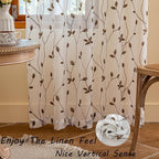 AmHoo 2 Panels Embroidered Leaf Pattern Semi Sheer Curtains Foliage Floral - Image 5