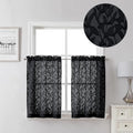 Lecloud Leia Black Sheer Curtains 30 Inch Length 2 Pieces, Breathable Jacquard by Lecloud