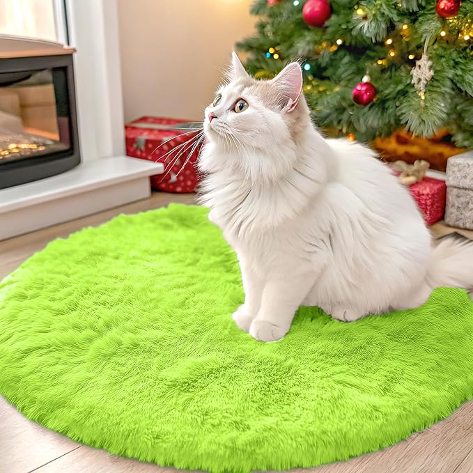 OLANLY Lime Green Round Rugs for Bedroom by OLANLY