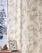 jinchan Floral Linen Curtains for Living Room 84 Inch Length Butterfly Curtain - Image 2