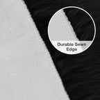 duduta Black Faux Sheepskin Fur Rug 3x5 ft, Fluffy Shag Bedroom Dorm Nursery - Image 3