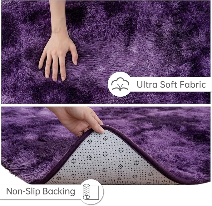 Goideal Fluffy Rug for Bedroom Living Room, 6x9 Purple Area Rugs, Faux Fur Shag - Image 6