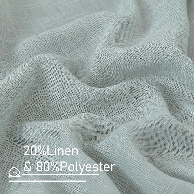 LAMIT Light Filtering Linen Curtains 45 Inch Length 2 Panels, Semi Sheer Window - Image 3