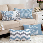 Hexagram Geometric Aqua Blue Pillow Covers 12x20 Set of 4, Decorative Outdoor - Image 5