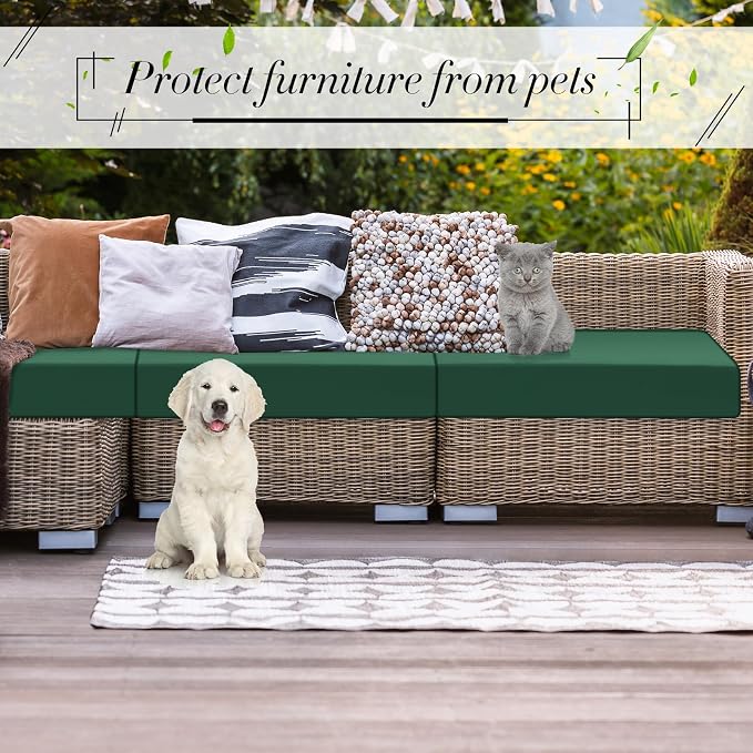 Newwiee Set of 4 Stretch Patio Cushion Covers Sofa Couch Seat Chair Slipcovers - Image 5