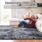 Shag Area Rug for Bedroom 5x8, Tie-Dyed Black Fluffy Area Rugs for Living Room - Image 5