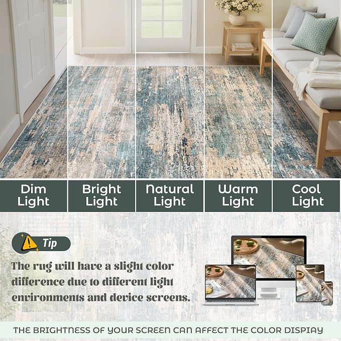 6x9 Area Rugs for Living Room, Washable Modern Abstract Large Area Rug Neutral - Image 8