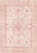 RELEANY Area Rugs 4'x6' Washable Non-Slip, Floral Vintage Distress Print by RELEANY
