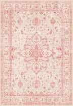 RELEANY Area Rugs 4'x6' Washable Non-Slip, Floral Vintage Distress Print by RELEANY