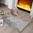 linmopm Faux Fur Rug Sheepskin Shag Fluffy Fuzzy Grey 2x3 ft Small Rugs by Limopmfauxfurproducts