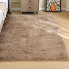 ORINOVA Faux Sheepskin Beige 3x5 Fluffy Fur Washable Area Rugs - Image 2