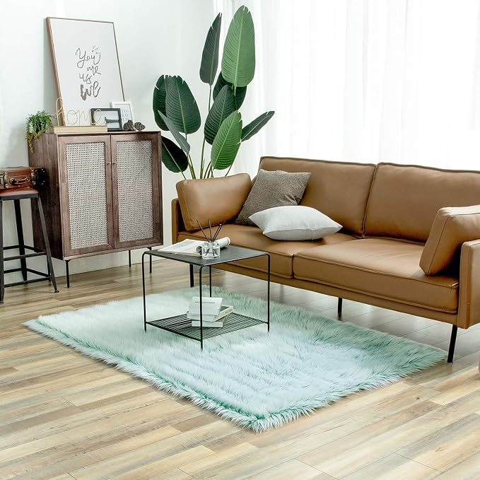 Ashler faux fur rug, Fluffy Shaggy Area Rug Ultra Soft 4 x 6 Feet Rectangle Fur - Image 5