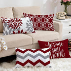 Hexagram Geometric Burgundy Pillow Covers 12x20 Set of 4, Decorative Outdoor - Image 5