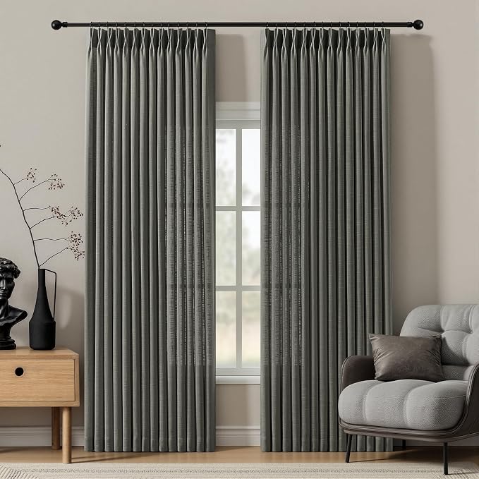 Pinch Pleated Curtains 90 Inch Length by IVAPUPU